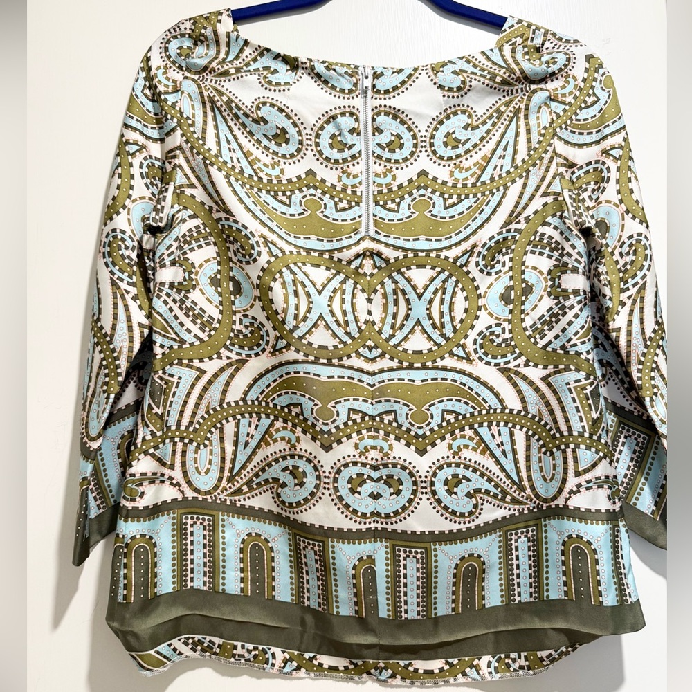 J.Crew Talitha Trastevere Silk Top – Size 2 | 100% Silk | Boat Neck | 3/4 Sleeve - Picture 6 of 9